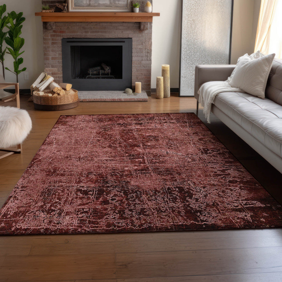 Premium Machine Washable Mayfield AMF559 Merlot 5' x 7'6" Rug