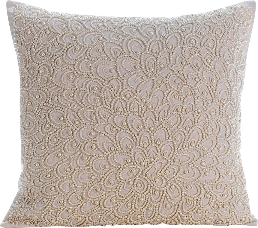 Ivory Decorative Pillow Shams 24"x24" Cotton, Pearl Haven