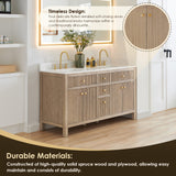 Cerrito Bathroom Vanity, Natural Oak, 60" Double, without Mirror
