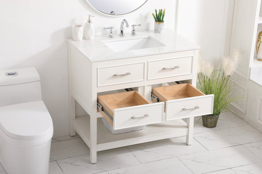 Home Living 36" Single Bathroom Vanity, White