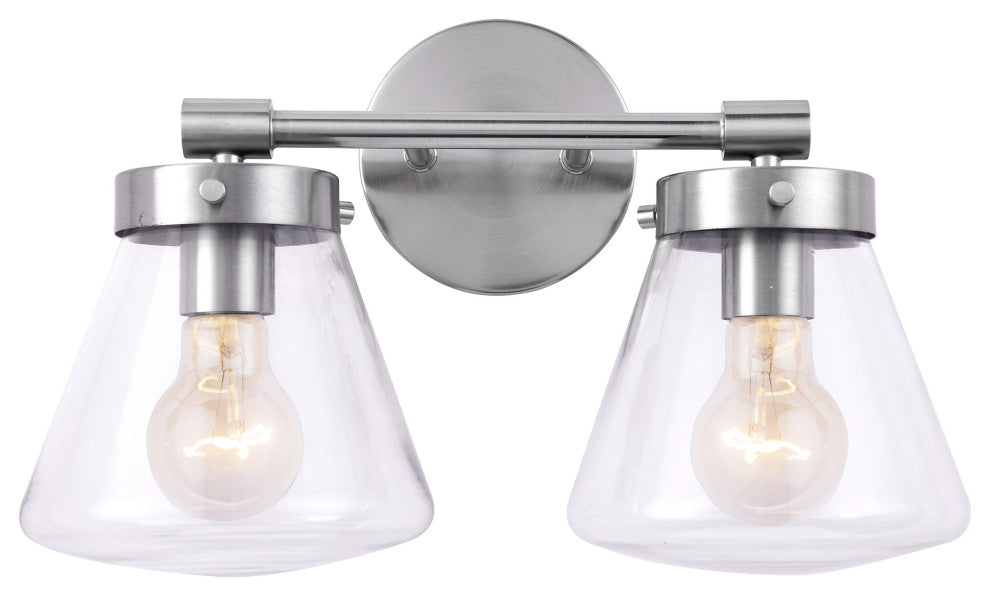 2-light Modern Farmhouse Nickel Vanity Light Wall Sconce