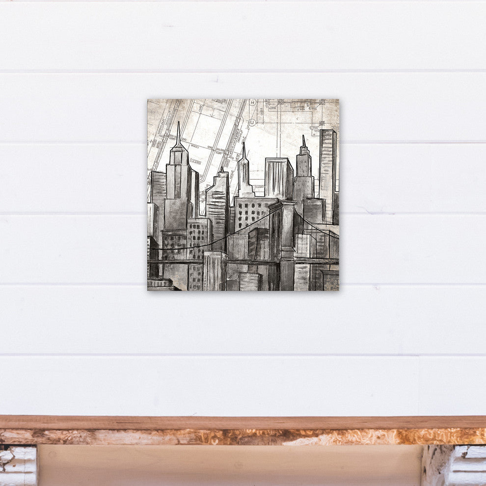 Sketch City Skyline Print on Canvas