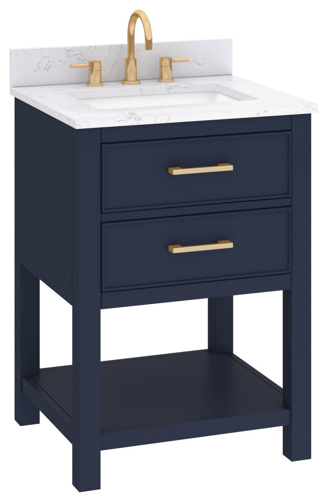 Avanity Brooks 24" Vanity, Navy Blue and Cala White Engineered Top