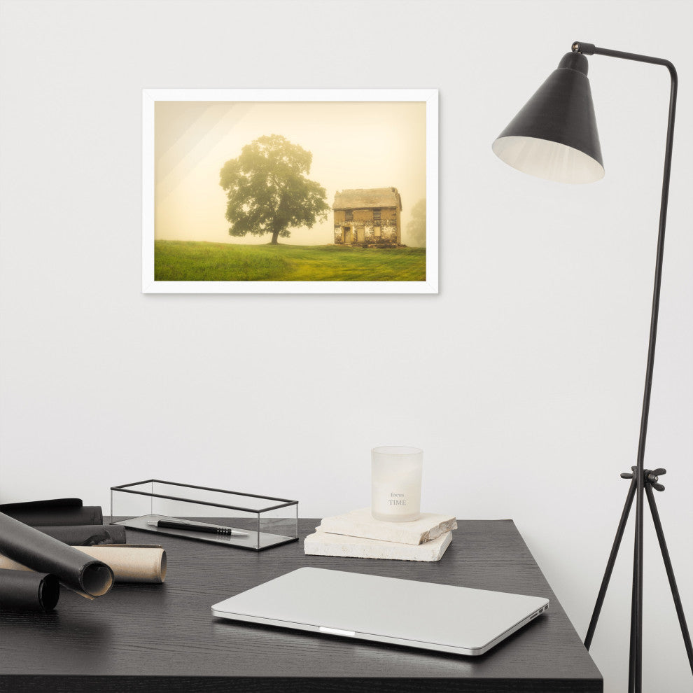 Abandoned House Rural Landscape Framed Photo Paper Wall Art Prints, White, 12" X 18"