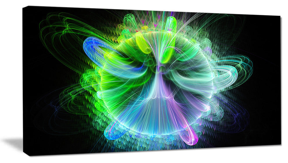 Bright Blue Fractal Vortices of Energy, Large Floral Canvas Art Print, 60"x28"