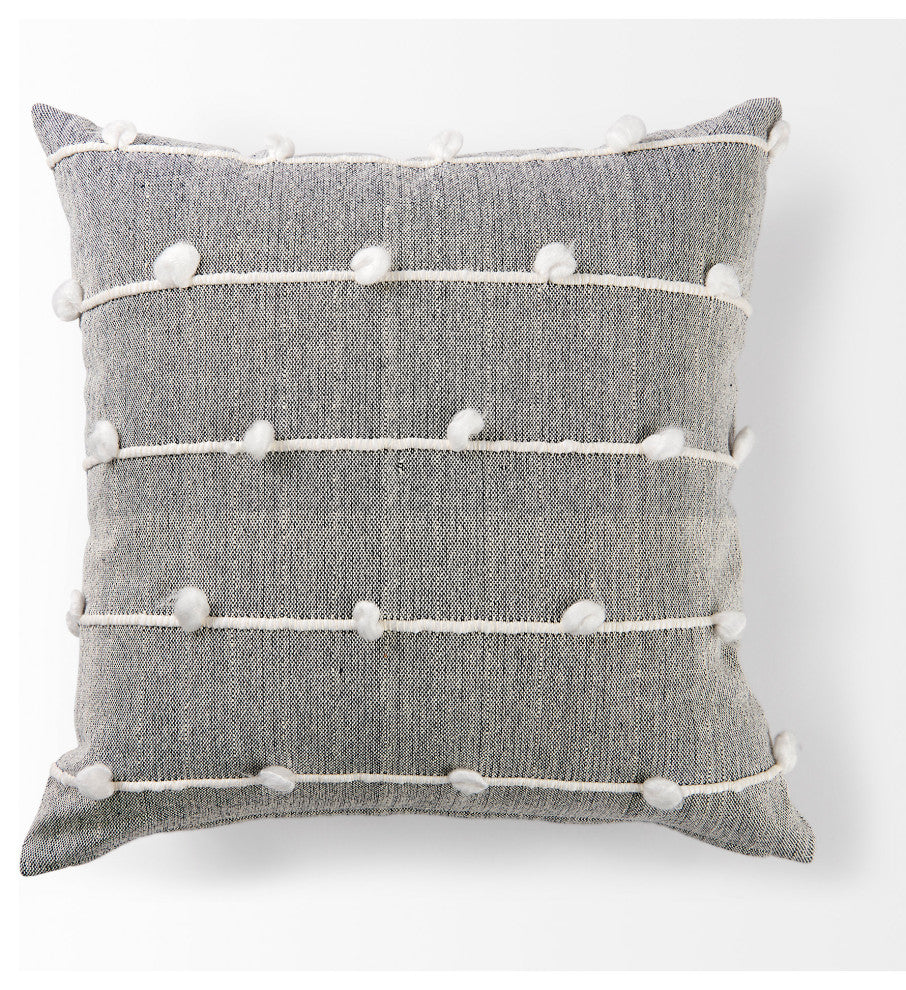 Linda 20x20 Navy And Cream With White Detail Decorative Pillow Cover