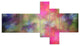 Pink Starry Fractal Sky, Abstract Canvas Art Print, 60"x32", 5 panels