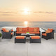 Deco 8 Piece Sunbrella Outdoor Patio Sofa and Club Chair Deep Seating Set, Sunset Orange