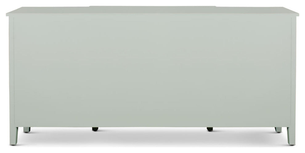Zen Sage Sideboard with Lattice Fretwork Mirror Doors