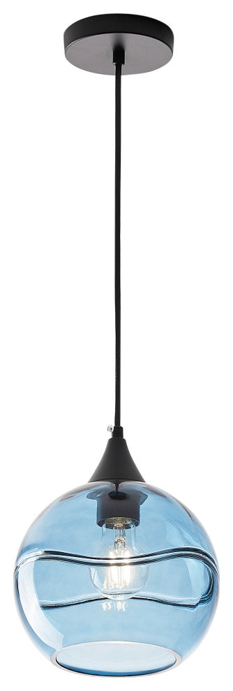 Modern Blue Rippled Glass Pendant Lighting Fixture for Kitchen Island