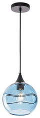 Modern Blue Rippled Glass Pendant Lighting Fixture for Kitchen Island