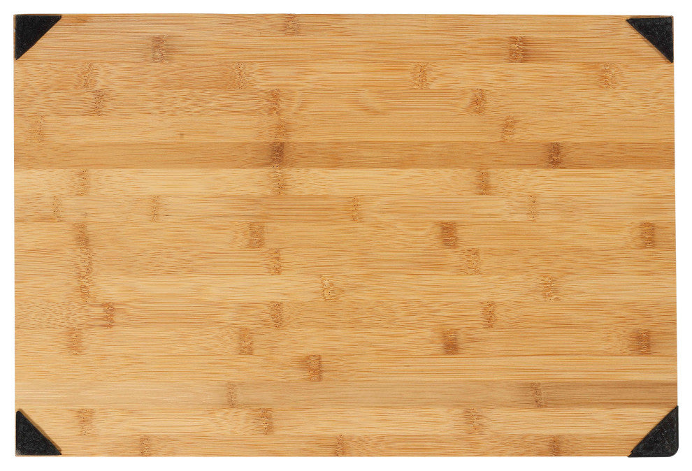 Cortesi Home Nuri Natural Bamboo Cutting Board with Knife Sharpener, 12"x18"