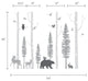 Birch Trees With Animals Wall Decal, Scheme B, 108" Tall Trees