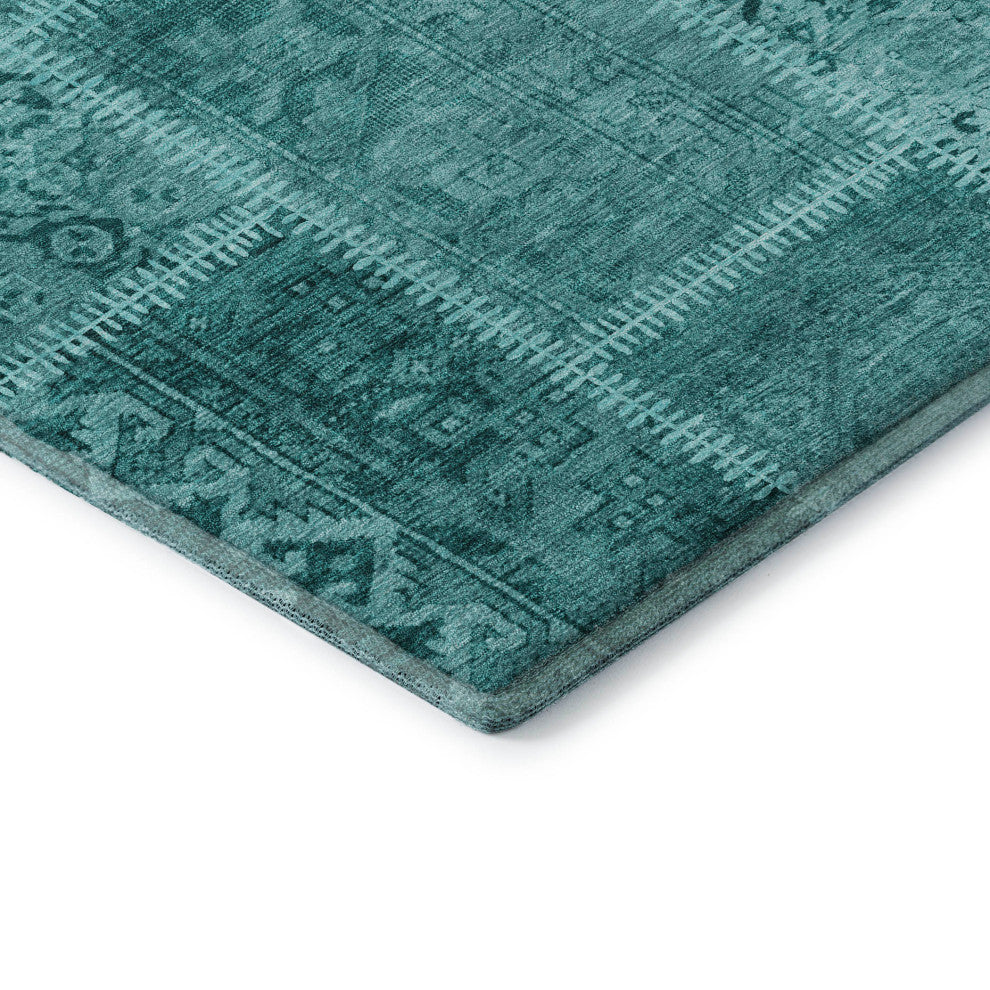 Premium Machine Washable Mayfield AMF635 Turquoise 3' x 5' Rug