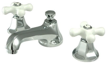 Kingston Brass Widespread Bathroom Faucet With Brass Pop-Up, Polished Chrome