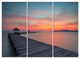 "Gloomy Seashore With Long Wood Pier" Sea Pier Metal Wall Art, 3 Panels, 36"x28"