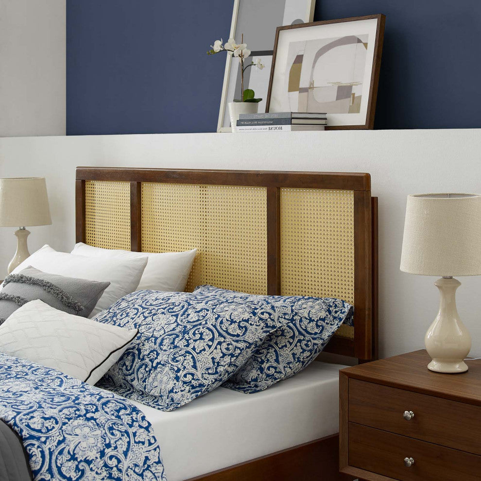 Headboard, King Size, Wood, Brown Walnut, Modern Mid-Century, Bedroom Master