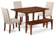 7Pc Rectangle 48/60" Dining Table, 2 Parson Chair, Cream Color, 2 Bench