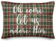 Oh Come Let Us Adore Him, Tartan Plaid 14x20 Lumbar Pillow