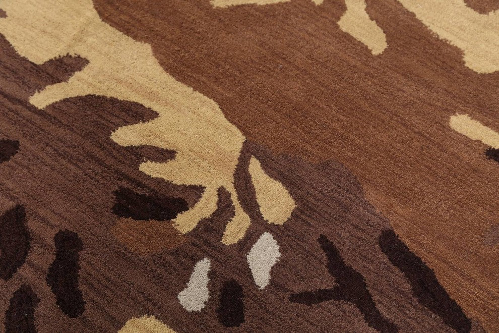 Hand-tufted Agra Oushak Oriental Area Rug, Camouflage, Round 10'