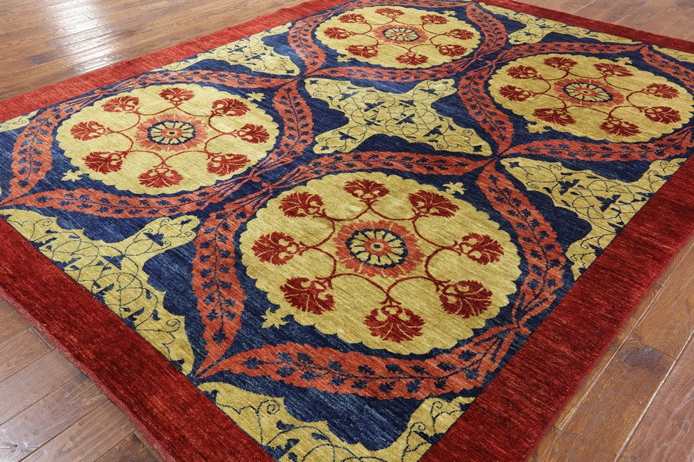 Peshawar Chobi Quality Hand-Knotted Wool Rug, 9'x11'