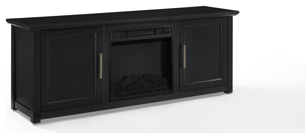 Camden 58" Low Profile TV Stand With Fireplace Black