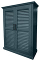 Extra Wide Solid Wood Kitchen Pantry With Shutter Doors, Smokey Blue