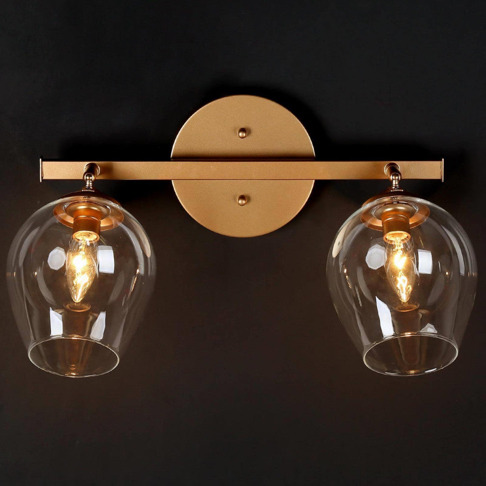 LALUZ 2-Light Gold with Glass Wine Cup Bathroom Vanity Lights