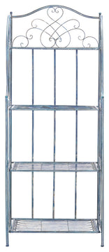 Safavieh Amaris Wrought Iron 4-Tier Outdoor Baker's Rack, Antique Blue