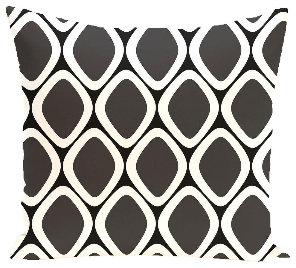 Pebbles Geometric Print Pillow, Passion Black, 16"x16"