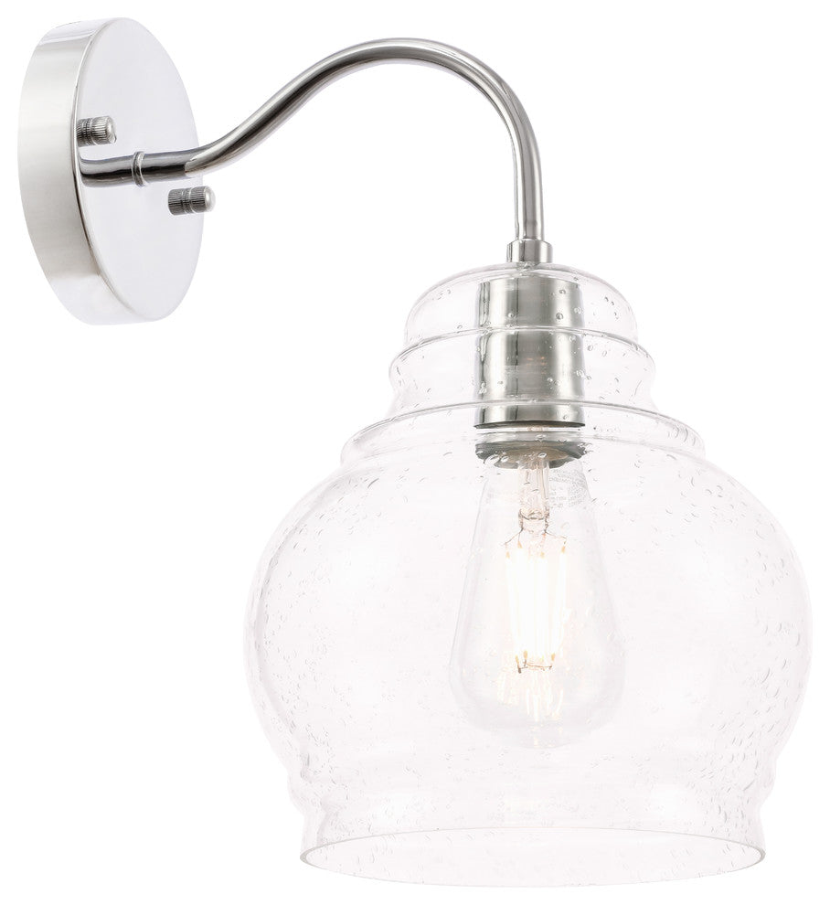 Chrome Finish And Clear Bubble Glass 1-Light Wall Sconce