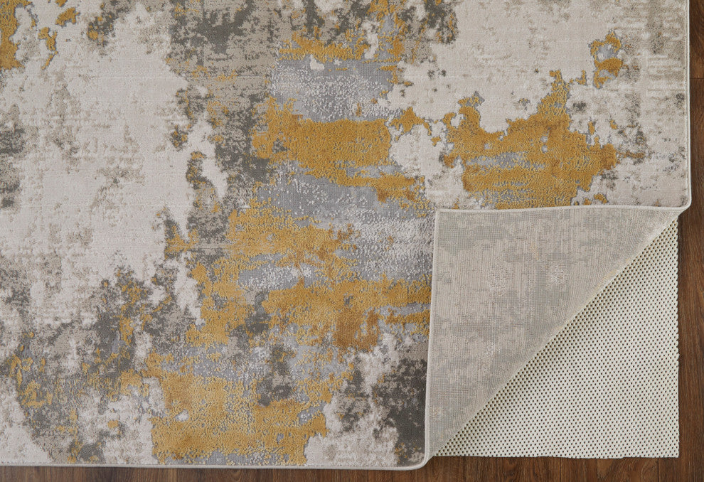 Weave & Wander Vanhorn Contemporary Watercolor Rug, Gold/Birch, 2'10"x7'10"