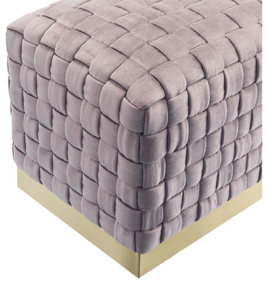 40" Lilac And Gold Upholstered Velvet Bench