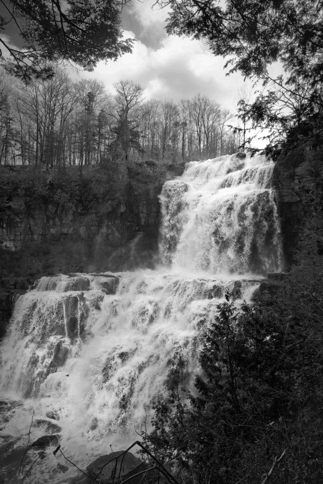 Chittenango Waterfall in Black and White Framed Photo Paper Wall Art Prints, Black, 12" X 18"