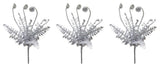 3 Pieces 18" Glitter Grass Bush Christmas Spray, Silver