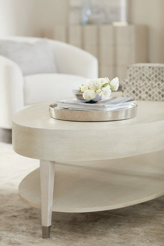 Bernhardt East Hampton Oval Cocktail Table, Cerused Linen