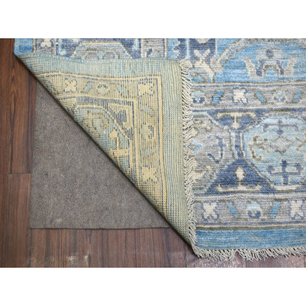 Light Blue, Hand Knotted Anatolian Village Inspired Wool Rug, 8'0"x9'6"