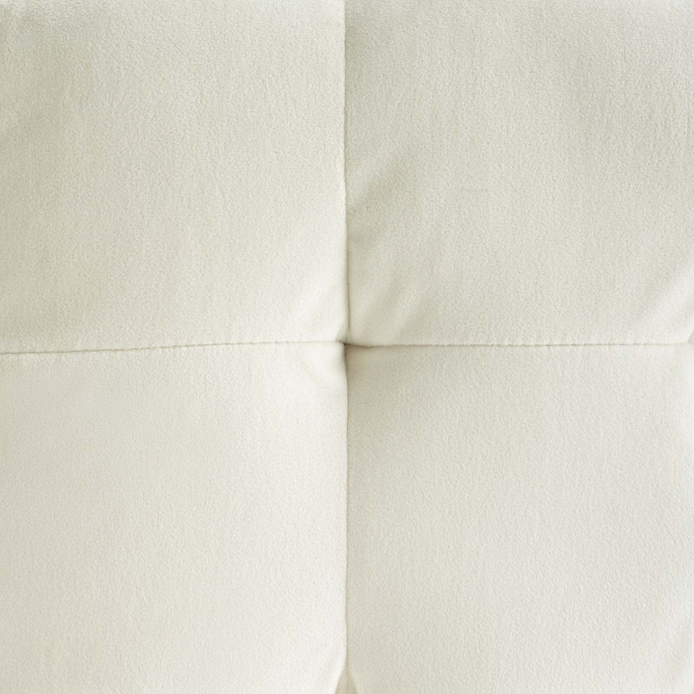 Contour Tufted Cube Performance Velvet Ottoman-Ivory