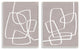 Abstract Busy Line Minimal Boho Design Brown White,2pc, each 10 x 15