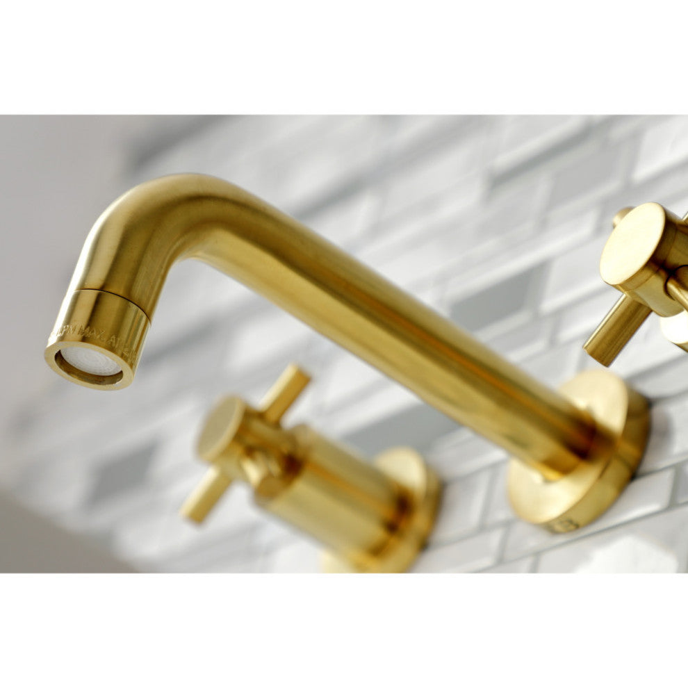 Kingston Brass KS8127DX 2-Handle Wall Mount Bathroom Faucet, Brushed Brass