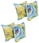 17" Square Polyester Outdoor Throw Pillows, Set of 4, Muree Sunblue