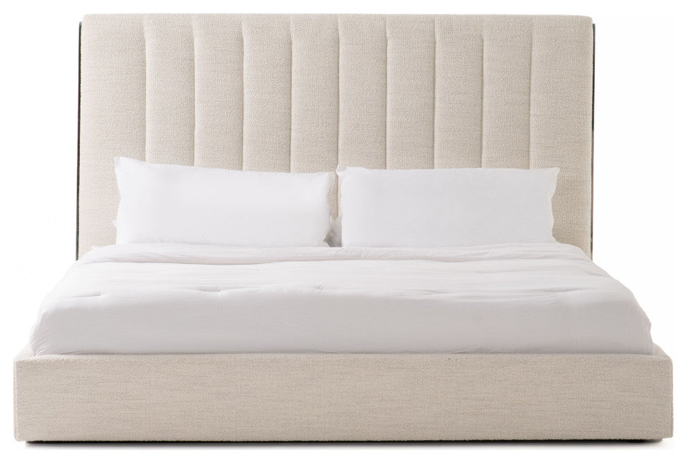 Valhalla Contemporary White Fabric Bed, Eastern King