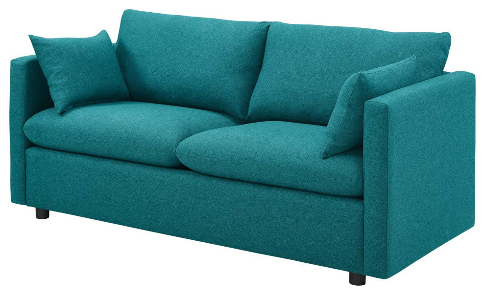 Armchair and Loveseat Sofa Set, Fabric, Teal Blue, Modern, Lounge Hospitality