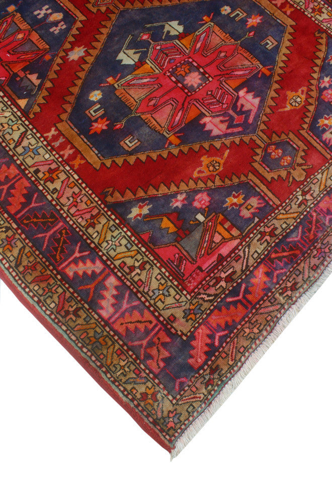 Fine Vintage Distressed Graciela Navy/Burgundy Runner, 4'8x9'11