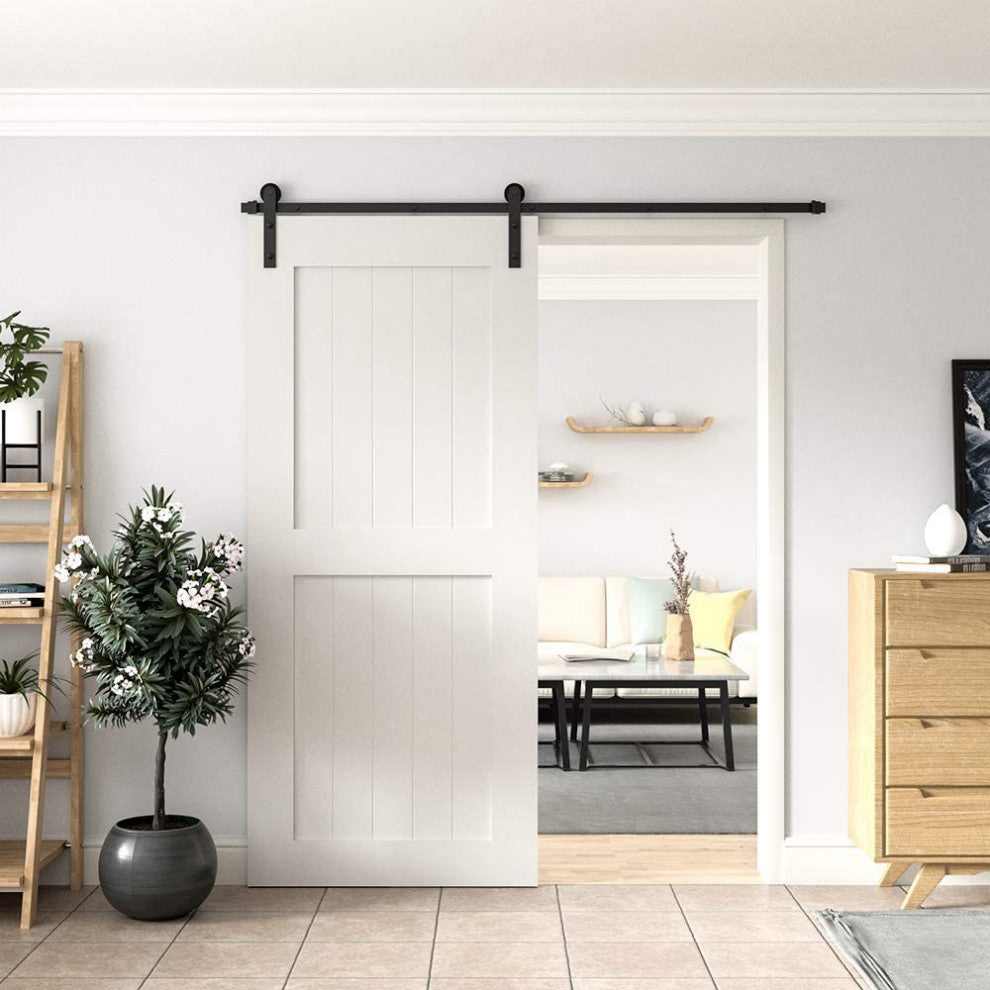 ZEKOO Sliding Barn Door Hardware Track Kit for Single Door, I Shape Roller, 9'