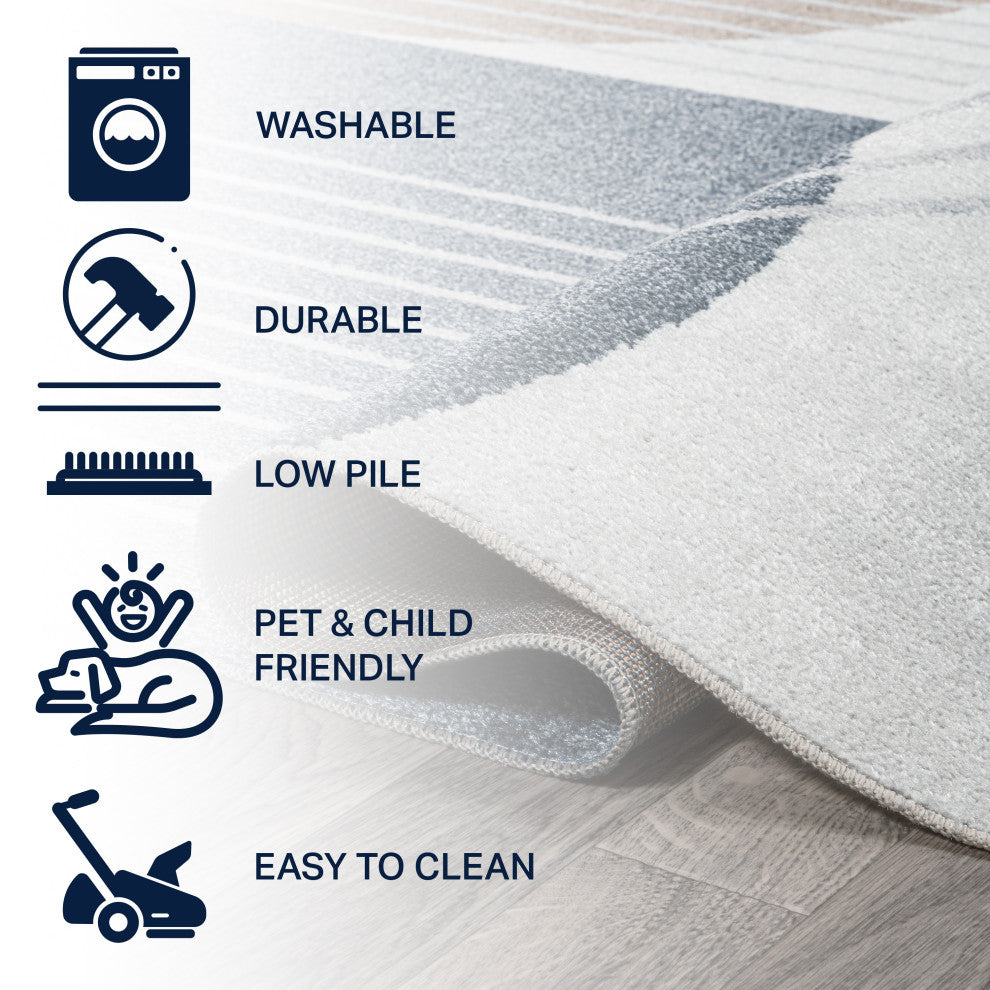 Arches Contemporary Minimalist Machine-Washable Multi 4 ft. x 6 ft. Area Rug
