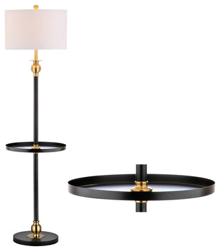Evans 61" Metal End Table Floor Lamp, Black and Brass