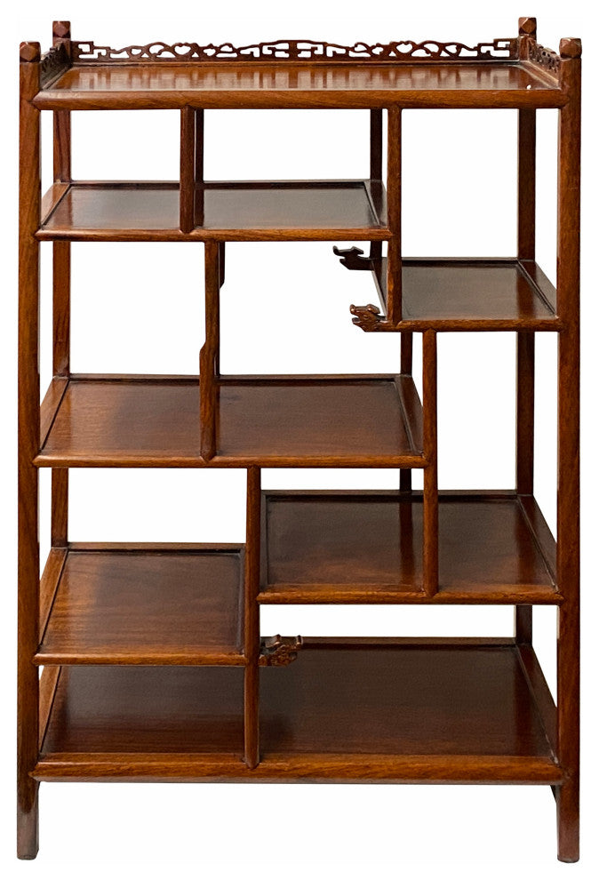 Chinese Light Brown Hauli Rectangular Small Curio Display Stand Hws1740