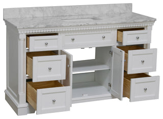 Sydney 60" Bathroom Vanity, White, Carrara Marble, Single Sink