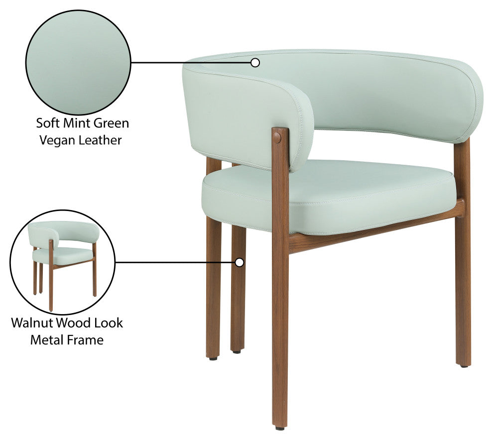 Gideon Black Faux Leather Dining Chair (Set of 2), Green, Walnut Finish